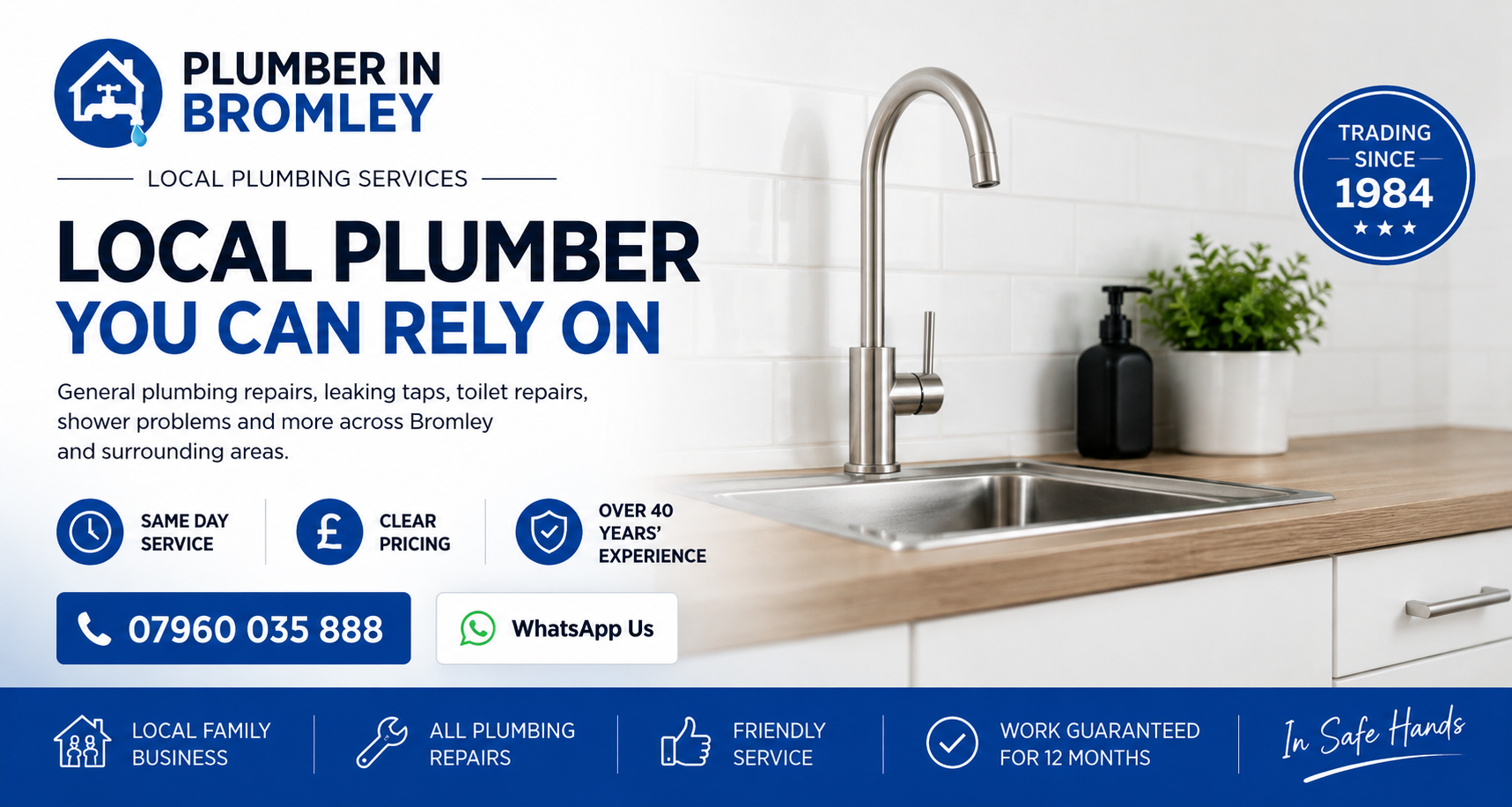 Local plumber in Bromley – plumbing repairs, taps, toilets and showers